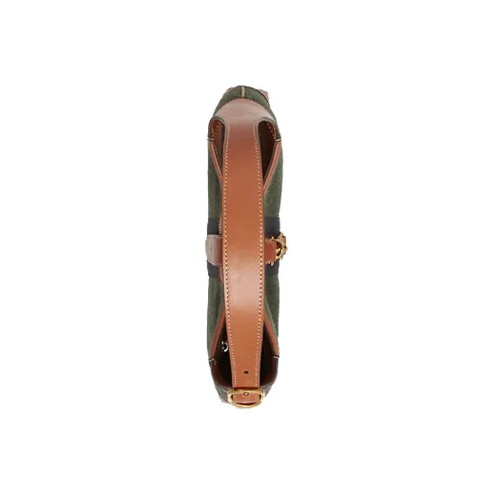 GUCCI Jackie 1961 Canvas With Leather Trim Crescent Shoulder Bag Shoulder Bag Women's Dark Green With Brown Accents-5