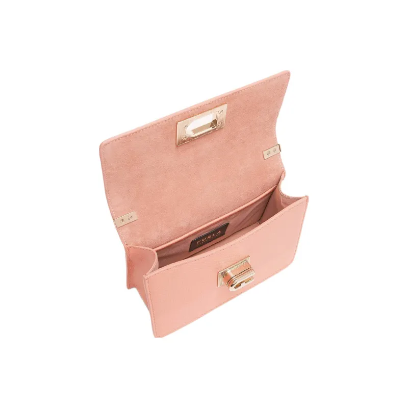Furla 1927 Collection Pebbled Leather Shoulder Bag Crossbody Bag Mini Women's Grapefruit Pink-3
