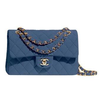 CHANEL Classic Flap CF Grain Embossed Caviar Cow Leather Flap Bag, Crossbody Bag, Shoulder Bag Women's Blue