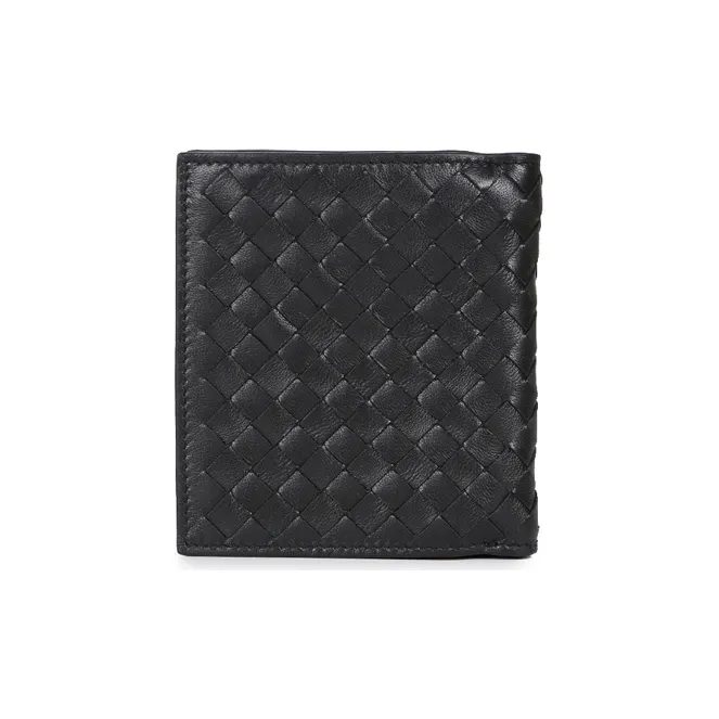 Bottega Veneta Intrecciato Cow Leather Wallet Unisex Black-3