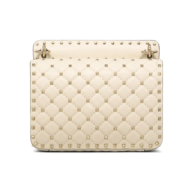 Valentino ROCKSTUD SPIKE Nappa Sheep Leather Handheld Handbag, Shoulder Bag, Crossbody Bag Medium Size Women's White-2
