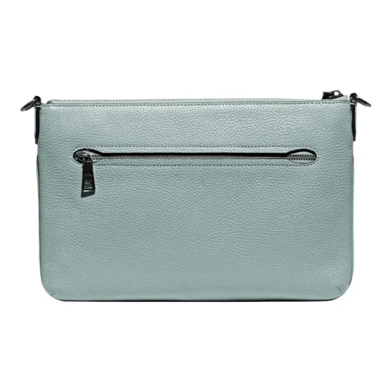 COACH Polly Pebbled Leather Shoulder Bag Crossbody Bag Medium Size Women's Light Green-1