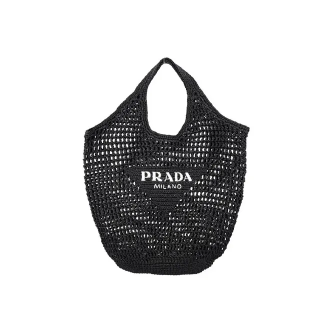 PRADA Nylon Fabric Handbag, Tote Bag, Shopping Bag Regular Unisex Black-0