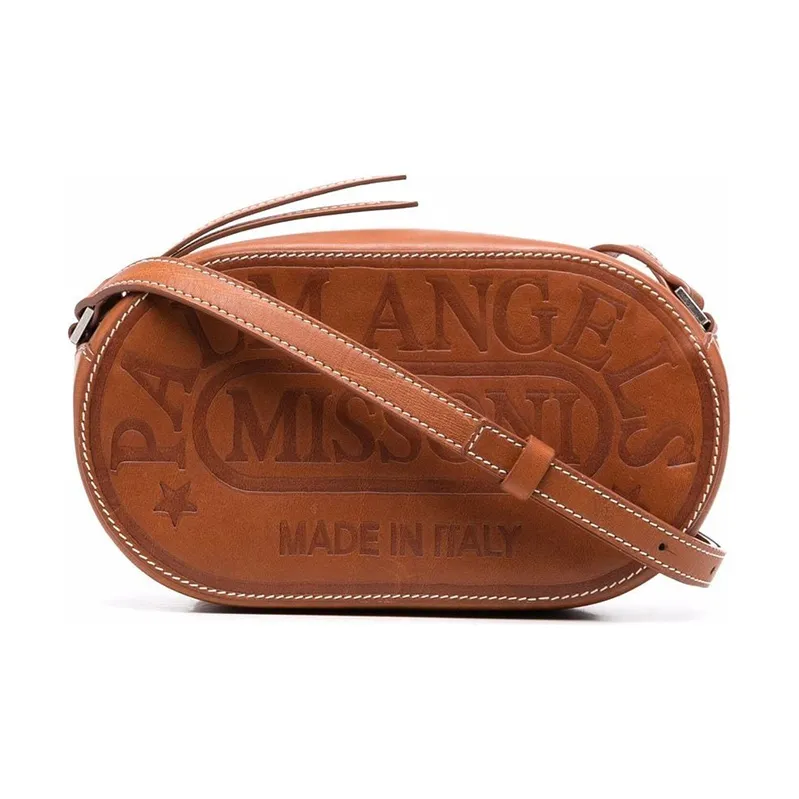 PALM ANGELS Leather Crossbody Bag Women's Brown Black-0