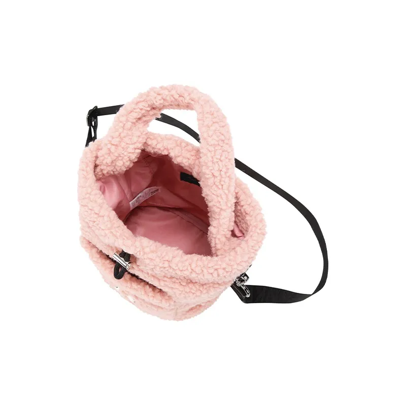 MLB Polar Fleece Wool Bucket Bag Handbag Women's Pink-3