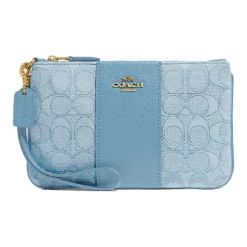 COACH Wristlet Canvas With Leather Mahjong-Themed Wrist Bags And Clutches Small Size Women's Light Blue Monogram