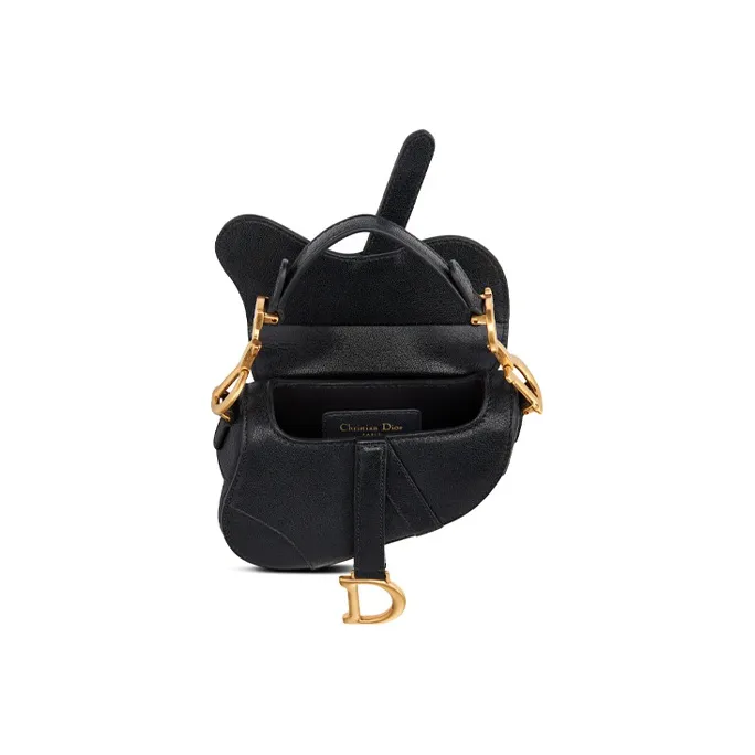 DIOR Goatskin One Shoulder Handbags Extra Mini Women's Black-3