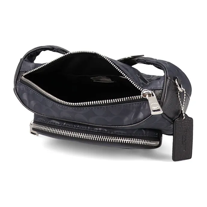 COACH Court Leather One Shoulder Crossbody Sling Bag Crossbody Bag Fanny Pack Small Size Men's Black-3
