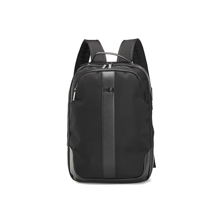 FILA Fabric PU Backpack Large Size Men's Jet Black-0