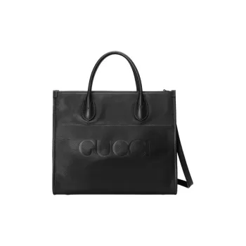 GUCCI Leather Tote Bag, Shopping Bag, Shoulder Bag, Crossbody Bag, Handbag Trumpets Unisex Black