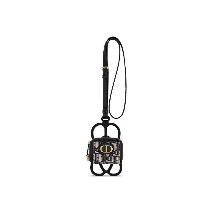 DIOR Oblique Printed Canvas Earphone Case Unisex Khaki-1