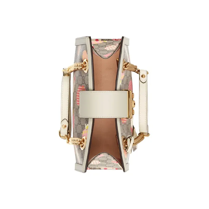 GUCCI Padlock Canvas Tote Bag Shopping Bag Portable Crossbody Bag Shoulder Bag Women's White & Ebony-6