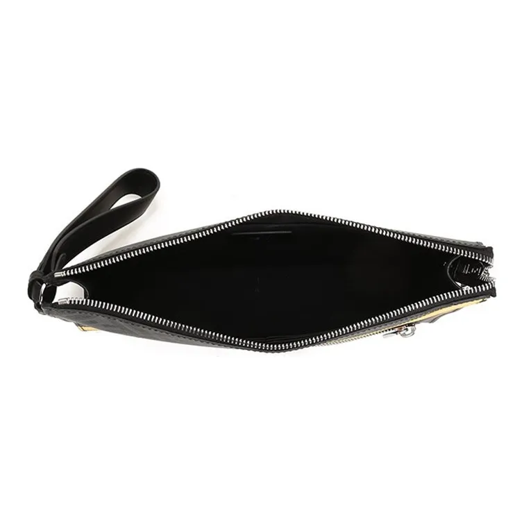 FENDI Fabric With Leather Clutch Regular Men's Gray Black-4