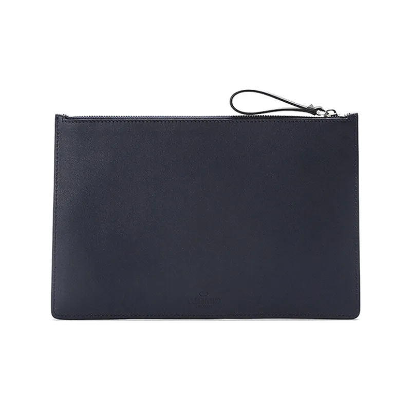 Valentino Cow Leather Clutch Men's Marine Blue-2