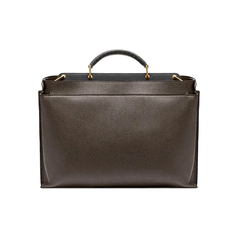 FENDI Leather Briefcase One Shoulder Handbag Men's Brown-3