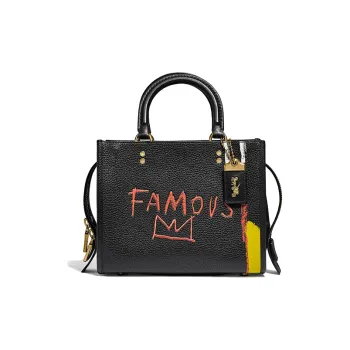 COACH Basquiat Collaboration Rogue Leather Shoulder Bag, Crossbody Bag, Handbag Medium Size Women's Black