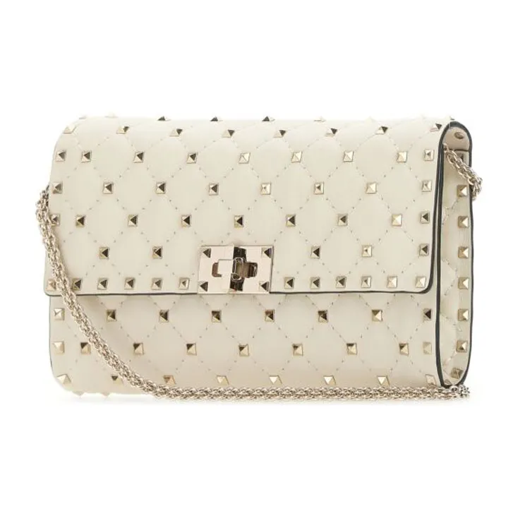 Valentino Top Grain Cow Leather Leather Clutches Crossbody Bags Women's Ivory White-1