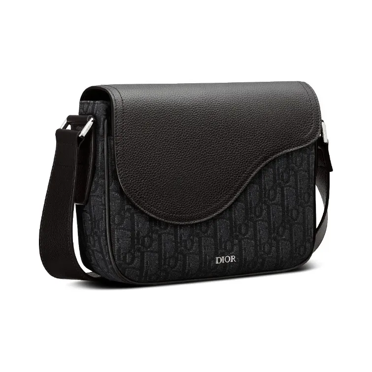 DIOR Saddle Grained Calfskin Saddle Bag, Messenger Bag, Shoulder Bag, Crossbody Bag Mini Men's Black-1