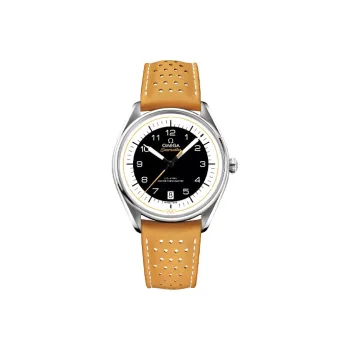 OMEGA Automatic Mechanical Movement Men's Watches Watch 39.5mm Black Dial Stainless Steel Case Genuine Leather Strap