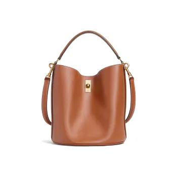 CELINE 16 Smooth Cow Leather Bucket Bag Crossbody Bag Handbag Shoulder Bag Medium Size Women's Tawny