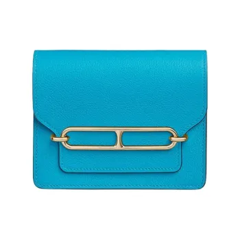 HERMES Evercolor Calfskin Detachable Coin Purse Sling Bag One Shoulder Crossbody Fanny Pack Women's Blue