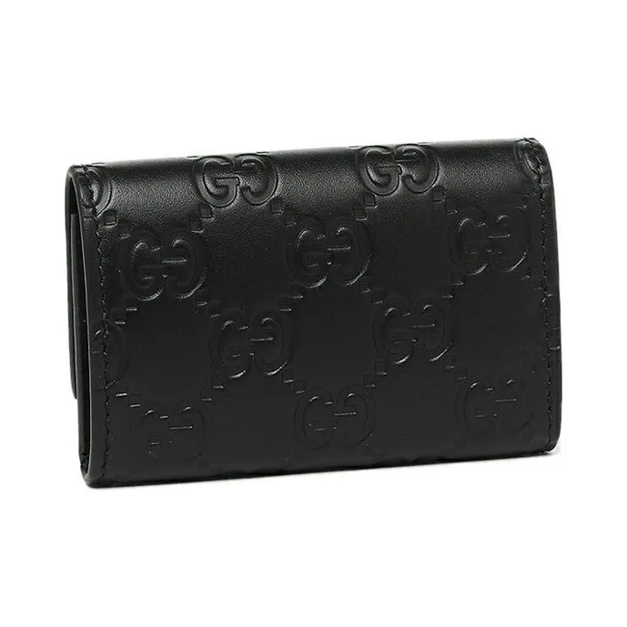 GUCCI Leather Clutch Card Holder Key Pouch Women's Black-2