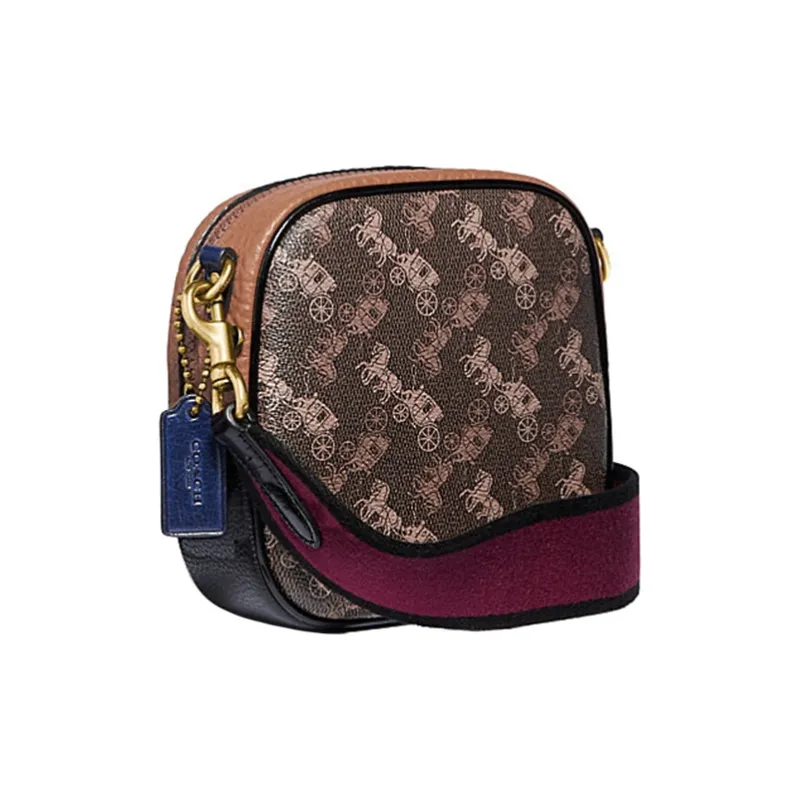 COACH Kat Canvas With Leather Camera Bag, Shoulder Bag, Crossbody Bag Trumpets Women's Multicolor-1