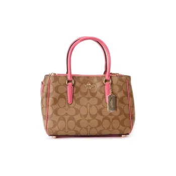 COACH Surrey PVC Handbag Briefcase Shoulder Bag Crossbody Bag Women's Coffee Monogram/Pink
