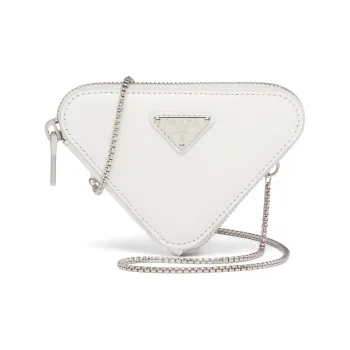 PRADA Leather Crossbody Clutch Mini Women's White