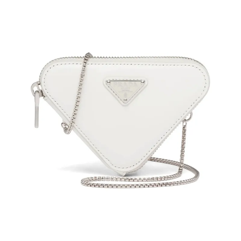 PRADA Leather Crossbody Clutch Mini Women's White-0