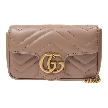 GUCCI GG Marmont Leather Crossbody Bag Shoulder Bag Extra Mini Women's Milk Tea Nude
