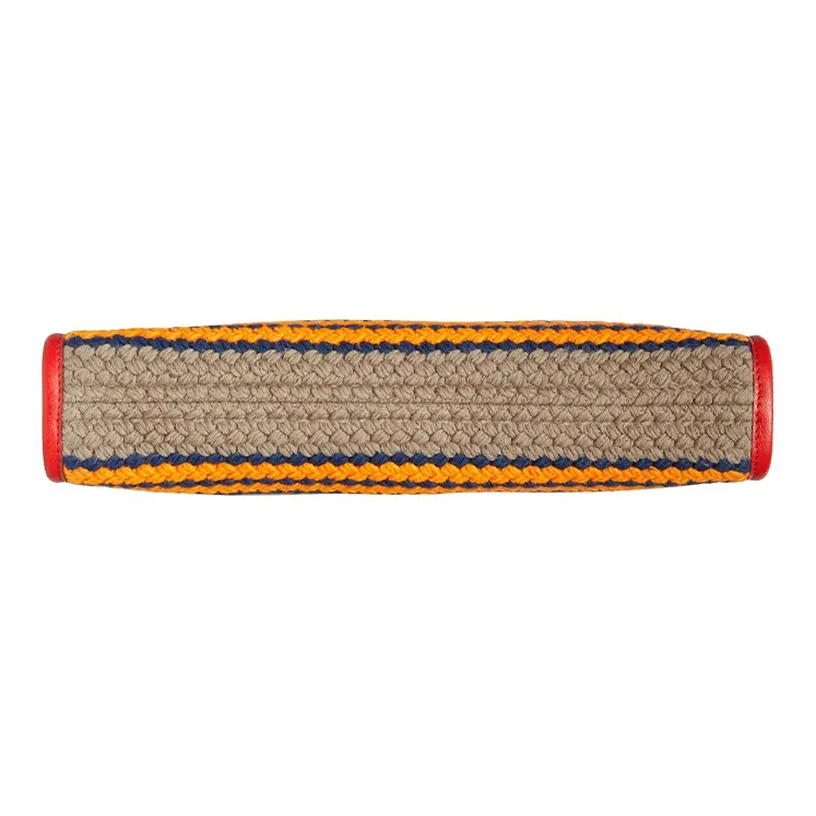 GUCCI Fabric With Leather Clutch Women's Orange/Red Blue-5