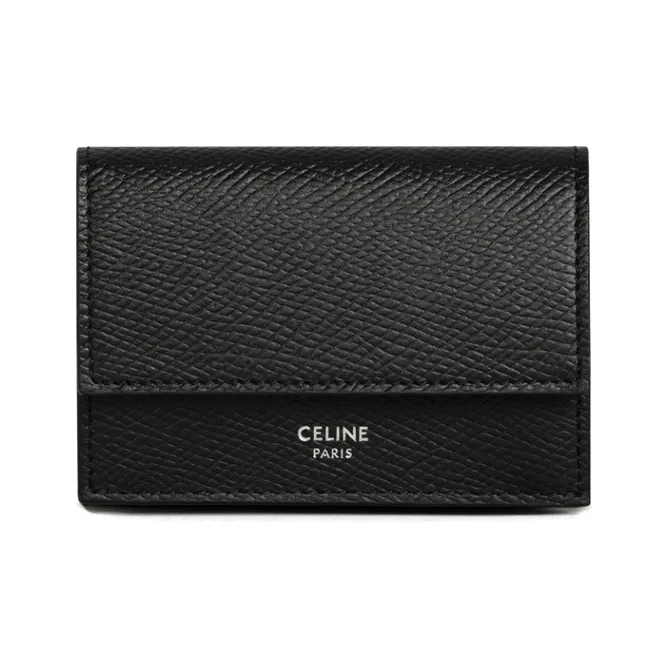 CELINE Grained Calfskin Wallet Men's Black-0