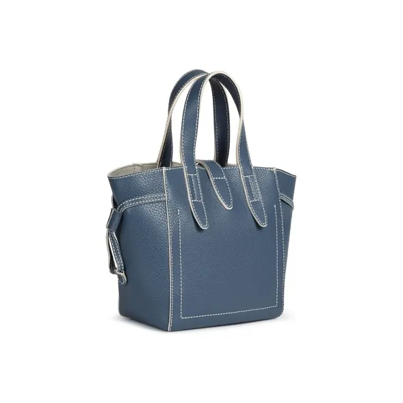 Furla Net Collection Pebbled Leather Basket Bag Shoulder Bag Crossbody Bag Handbag Mini Women's Blue-1