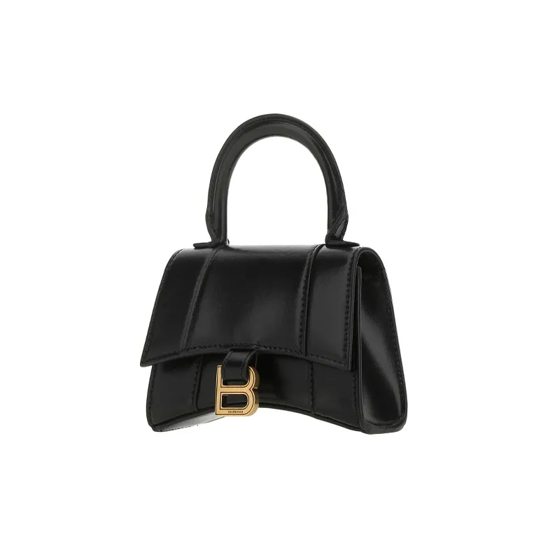 Balenciaga Hourglass Smooth Finish Calfskin Hourglass Bag Portable Crossbody Bag Shoulder Bag Mini Women's Black-1