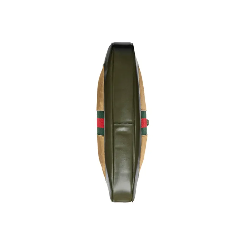 GUCCI Jackie 1961 Vachetta Leather Trim Crescent Shoulder Bag Shoulder Bag Women's Brown Green & Multicolor-6