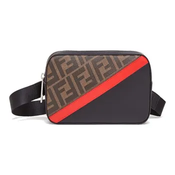 FENDI Calfskin Detail Camera Bag Shoulder Bag Crossbody Bag Men's Brown/Black/Red