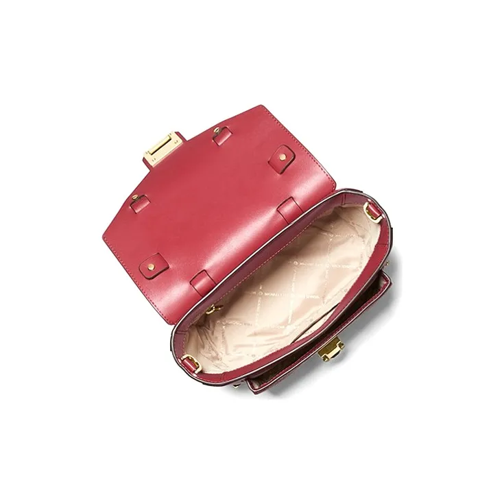 MICHAEL KORS Manhattan Leather Crossbody Bag, Shoulder Bag Medium Size Women's Cherry Red-1