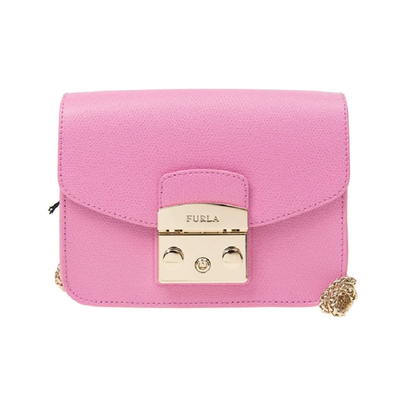 Furla Metropolis Collection Cow Leather Small Square Bag Crossbody Bags Mini Women's Orchid Pink-0