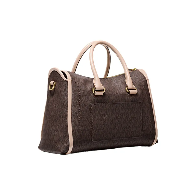 MICHAEL KORS Carine Cow Leather Shoulder Bag Crossbody Bag Handbag Medium Size Women's Dark Brown/Nude Pink-2