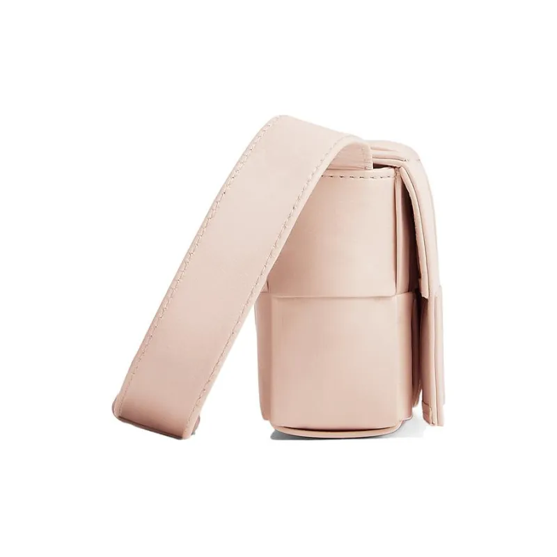 Bottega Veneta Cow Leather Patchwork With Fabric Small Square Bag Shoulder Bag Crossbody Bag Mini Women's Light Pink-1