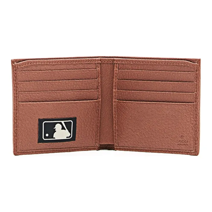 GUCCI NY Yankees New York Yankees Canvas With Leather Canvas Bag Wallet Unisex Brown-2