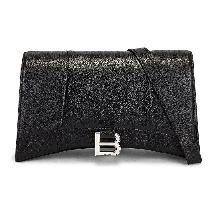 Balenciaga Hourglass Grained Calfskin Hourglass Bag Handbag Small Size Women's Black-0