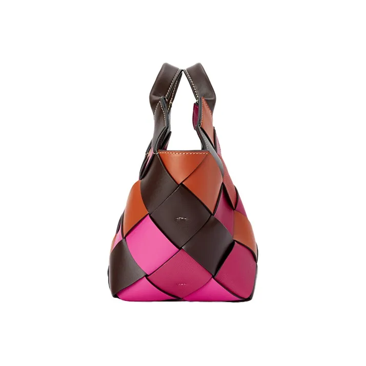 LOEWE Surplus Calfskin Basket Bag Woven Bag Handbag Shoulder Bag Crossbody Bag Small Size Women's Orange/Pink-2