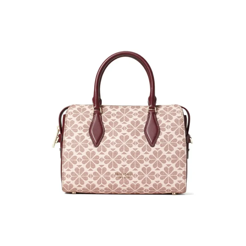 Kate Spade Canvas Briefcase, Handbag, Shoulder Bag, Crossbody Bag Medium Size Women's Red Brown-0