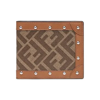 FENDI Coated Canvas With Leather Wallet Men's Brown