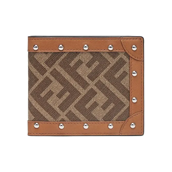 FENDI Coated Canvas With Leather Wallet Men's Brown-0