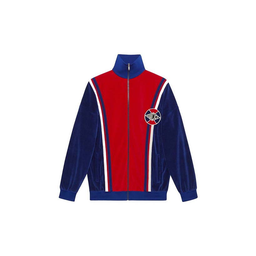 Gucci blue and red jacket best sale