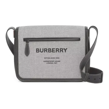 Burberry Cotton Canvas Messenger Bag Small Size Men's Gray