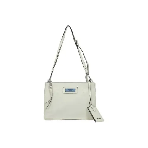 PRADA Leather Shoulder Bag Crossbody Bag Women's White